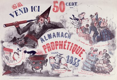 Okładka Proroczego Almanachu przedstawiającego Nostradamusa, 1855 autorstwa French School