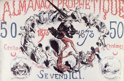 Okładka proroczego almanachu przedstawiającego Nostradamusa, 1873 autorstwa French School