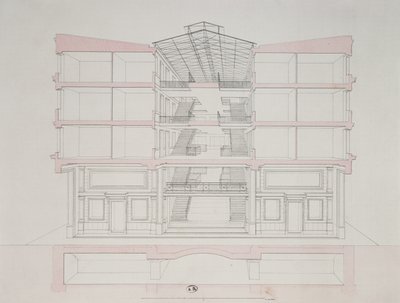 Przekrój domu na osiedlu Napoleona, 58 rue Rochechouart, Paryż, 1849 autorstwa French School