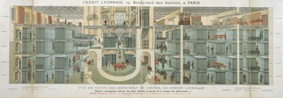 Przekrój piwnicy Credit Lyonnais, 19 Boulevard des Italiens, c.1878-82 autorstwa French School