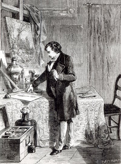 Daguerre odkrywa światłoczułość jodku srebra w 1831 r. autorstwa French School