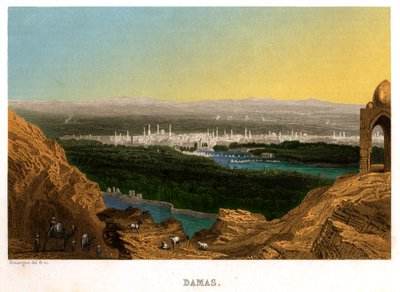 Damaszek w Syrii. (grafika, ok. 1850) autorstwa French School