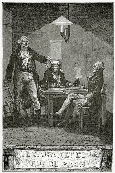 Danton, Marat, Robespierre - ilustracja z Quatre Vingt Treize, XIX w. (grawerunek bw) autorstwa French School