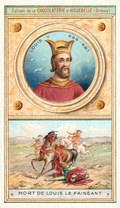 Śmierć Ludwika V Francji, 987 (chromolitho) autorstwa French School