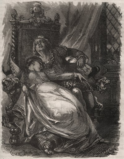 Śmierć Paolo i Franceski: żona Franceski Da Rimini (Francoise de Rimini autorstwa French School
