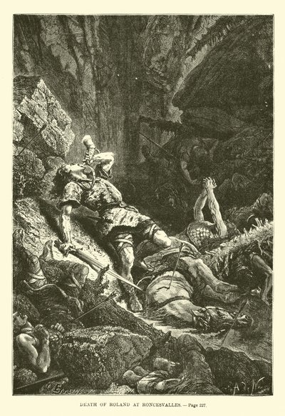 Śmierć Rolanda w Roncesvalles autorstwa French School