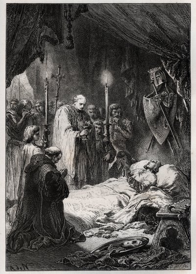 Śmierć św. Ludwika w Tunisie 25 sierpnia 1270 r. - Śmierć św. Ludwika” (podczas VII krucjaty 25 sierpnia 1270 r.) - rycina z „L
