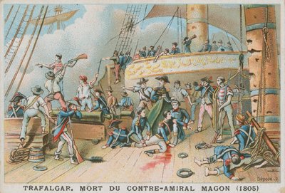 Śmierć francuskiego kontradmirała Magona w bitwie pod Trafalgarem, 1805 autorstwa French School