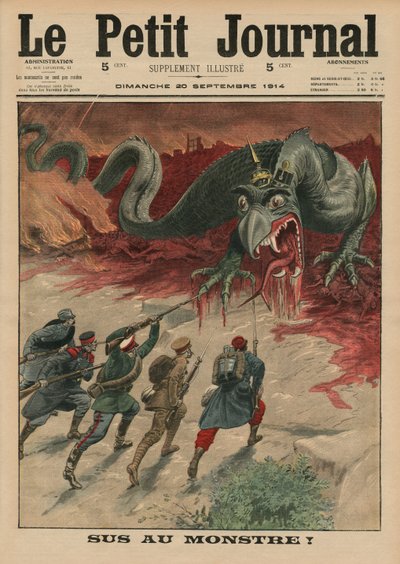Śmierć potworowi, ilustracja na okładce z „Le Petit Journal”, dodatek illustre, 20 września 1914 autorstwa French School