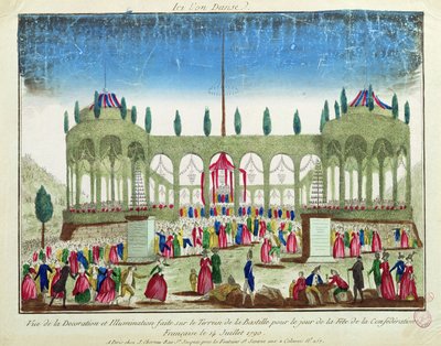 Dekoracja i iluminacja Bastylii na Święto Federacji, 14 lipca 1790 r. autorstwa French School