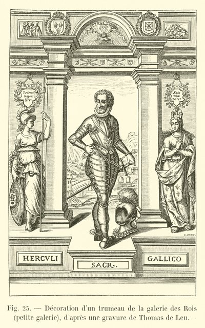 Dekoracja trumeau w Galerie des Rois, mała galeria, według ryciny Thomasa de Leu autorstwa French School
