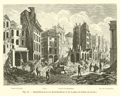 Rozbiórka rue de la Barillerie i place du Palais-de-Justice autorstwa French School