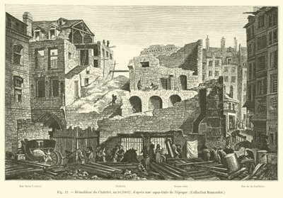 Rozbiórka Chatelet, rok 10, 1802; po akwatincie lepoque, kolekcja Bonnardot autorstwa French School