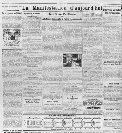 Demonstracja dnia, Jaures w Panteonie, z LHumanite, 23 listopada 1924 (papier drukowany) autorstwa French School