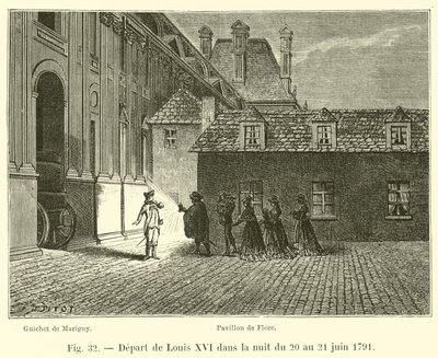 Wyjazd Ludwika XVI w nocy z 20 na 21 czerwca 1791 r. autorstwa French School