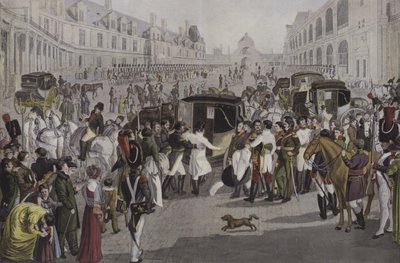 Wyjazd Napoleona z Fontainebleau, 20 kwietnia 1814 autorstwa French School