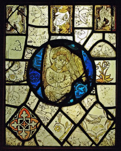 Przedstawiający grisaille z groteskami i aniołem; Normandia autorstwa French School
