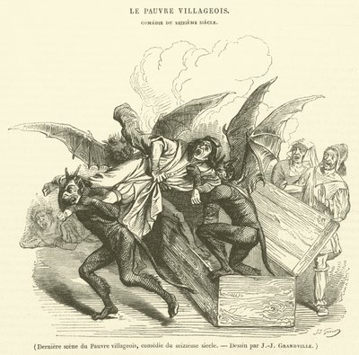 Ostatnia scena Biedny wieśniak, komedia z XVI wieku (rycina) autorstwa French School