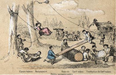 Opis zajęć i zabaw dla dzieci: gry na świeżym powietrzu, krótki kij, huśtawka, bujanie (stukanie tyłkiem) i robienie latawca (latawiec). Talerz „” les jeux de l