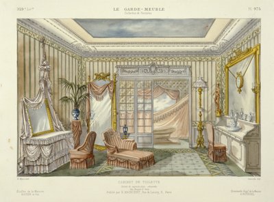 Projekt zestawu łazienkowego z Le Garde-Meuble, Pub. Paryż, ok. 1890 r. (litografia kolorowa) autorstwa French School