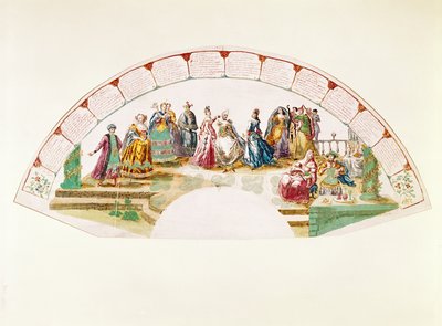 Projekt dla fana z okazji Tańca i Karnawału Narodów, 1733 autorstwa French School