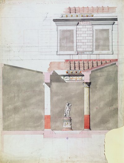 Projekt atrium pałacu w Pompejach księcia Napoleona III (1808-73) (wc na papierze) autorstwa French School