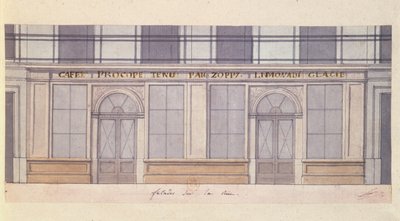 Projekt elewacji Cafe Procope, początek XIX wieku (pióro i atrament oraz toaleta na papierze) autorstwa French School