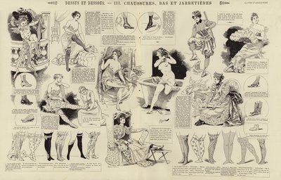 Góra i dół, Buty, pończochy i podwiązki (grawerowane) autorstwa French School