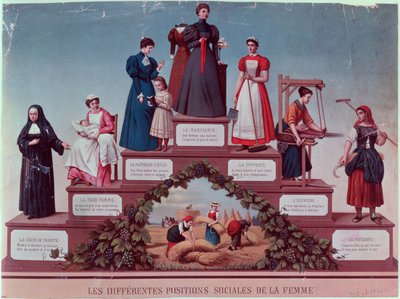 Różne pozycje społeczne kobiet, koniec XIX w. (kolorystyka) autorstwa French School