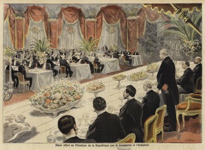Kolacja dla przywódców francuskiego handlu i przemysłu na Giełdzie Paryskiej, 1897 autorstwa French School