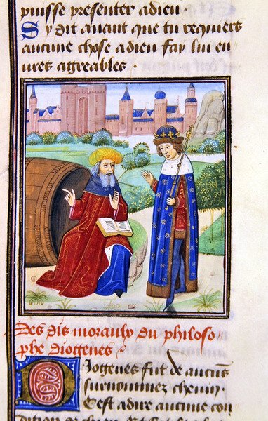 Diogenes, z Histoire des Philosophes, koniec XV w. (welum) autorstwa French School