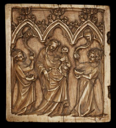 Dyptyk z Matką Boską z Dzieciątkiem i dwoma aniołami, 1375-1400 autorstwa French School