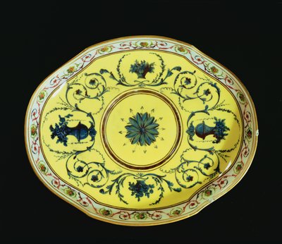 Naczynie z żółtym tłem, Warsztat Sevres (porcelana) autorstwa French School