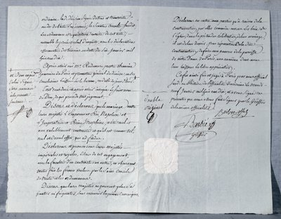 Oświadczenie rozwodowe cesarza Napoleona Bonaparte (1769-1821) i cesarzowej Józefiny (1763-1814) 9 stycznia 1810 autorstwa French School