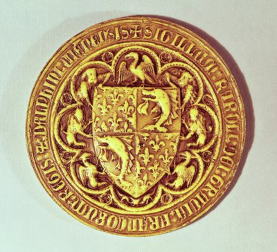Pieczęć Delfina, Tarcza Francji, z delfinami i fleur-de-lys, 1376 autorstwa French School