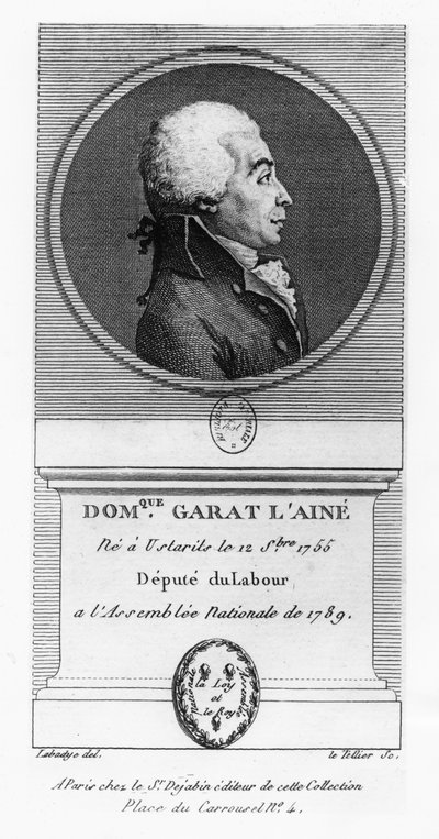 Dominique-Joseph, hrabia Garat (rycina) autorstwa French School