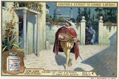 Don Juan: Akt II, Scena IV, Serenada Don Juana - chromo Liebig autorstwa French School