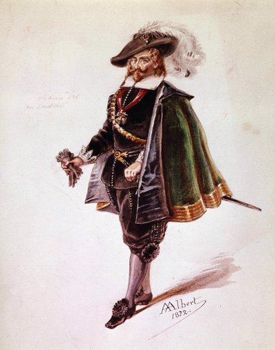 Kostium Don Salluste dla Ruy Blas Victora Hugo. Rysunek Alberta z 1872 r. Maison Victor Hugo, Paryż. autorstwa French School