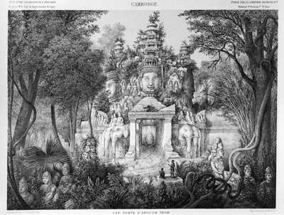Doorway of Angkor Thom, ilustracja z Atlas du voyage d’exploration en Indochine, 1866-68 autorstwa Doudart de Lagree, opublikowana 1873, Paryż, Hachette autorstwa French School