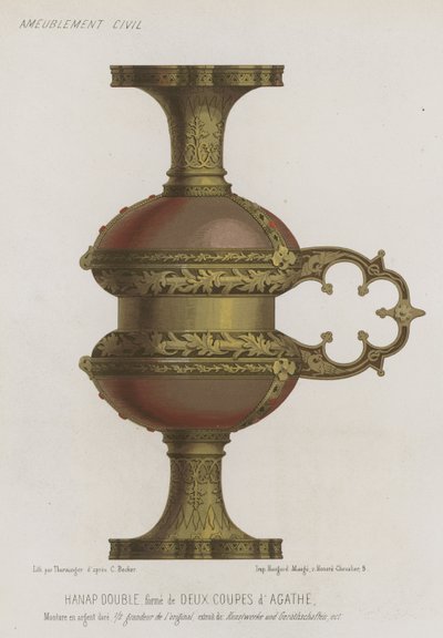 Podwójny kielich uformowany z dwóch filiżanek agatowych autorstwa French School