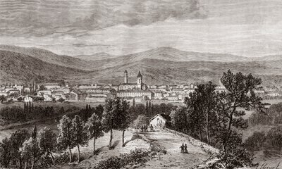 Draguignan - Prowansja-Alpy-Lazurowe Wybrzeże - grawer w „La France illustrée: geografia, historia, administracja statystyczna” autorstwa V.A. Malt-Browna. 1884 autorstwa French School