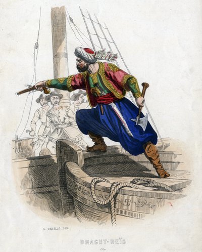 Dragut, „Pirat” Imperium Osmańskiego (kolor lito) autorstwa French School