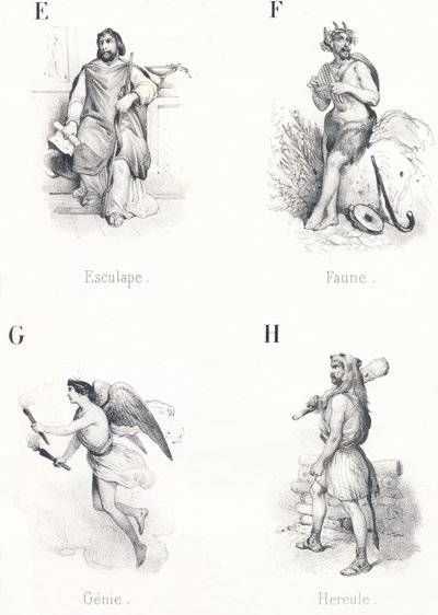 E F G H: Eskulap, Fauna, Dżin, Herkules autorstwa French School