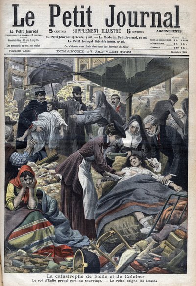 Trzęsienie ziemi na Sycylii, Kalabria 1909 „Le Petit Journal” ze stycznia 1909 (rycina) autorstwa French School