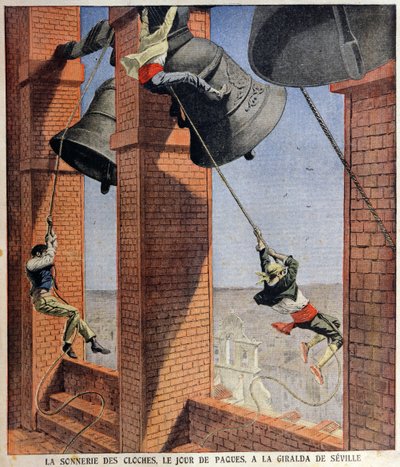 Dzwonek wielkanocny dzwoniący w Giraldzie w Sewilli, ilustracja na okładkę do Le Petit Journal, 19 kwietnia 1908 autorstwa French School