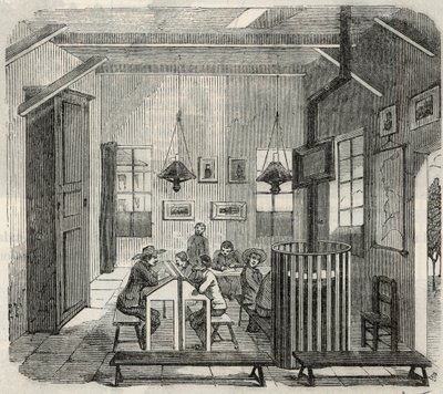 Szkoła dla idiotów w Bicetre w XIX wieku - Grawerowanie w „Tableau-de-Paris” Edmonda Texiera 1852 autorstwa French School