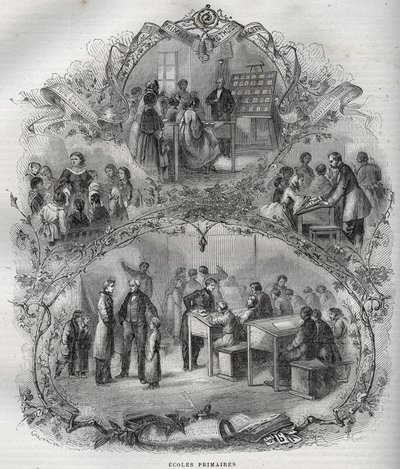 Szkoły podstawowe we Francji w XIX wieku - grawerowanie w - Nowa encyklopedia narodowa Maurice
