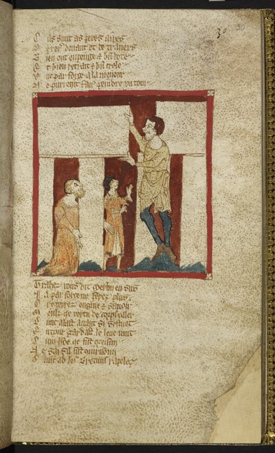 Egerton MS 3028 f.30r, Stonehenge jest budowany przy pomocy Merlina z 