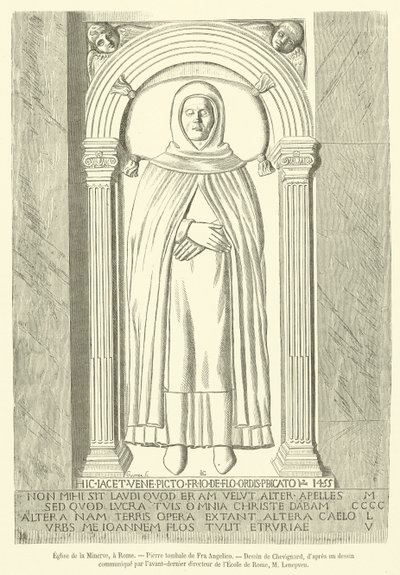 Kościół La Minerva, Rzym, nagrobek Fra Angelico (rycina) autorstwa French School