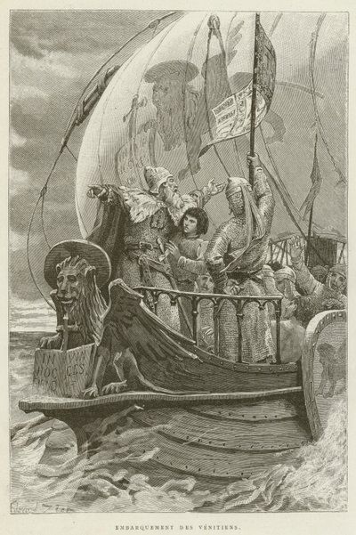 Abordażu Wenecjan (grawerowanie) autorstwa French School